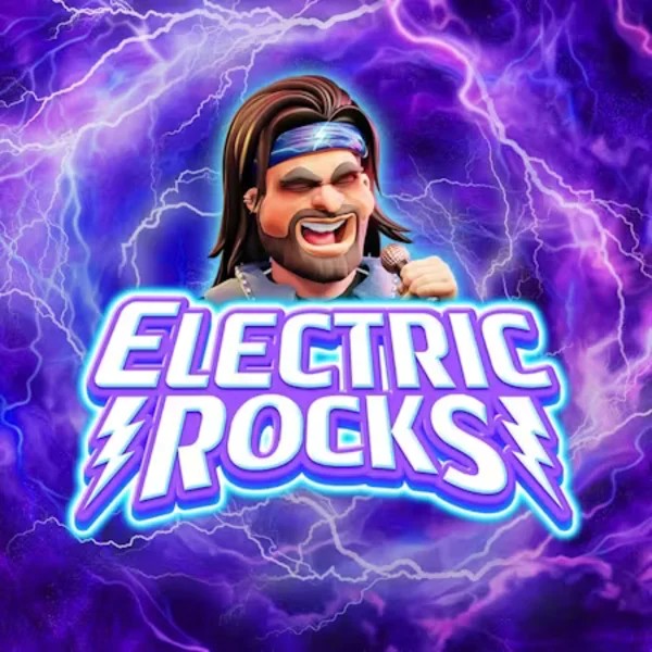 Electric Rocks slot logo by Inspired Gaming at Lyra Bet Casino